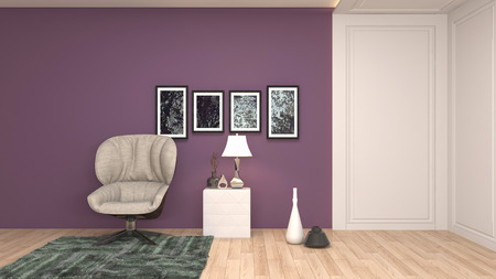 interior with chair. 3d illustration