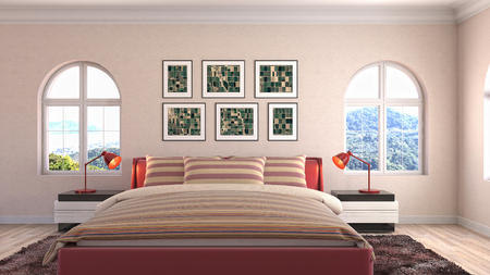 Bedroom interior. 3d illustrationの写真素材