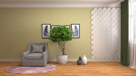 interior with chair. 3d illustrationの写真素材