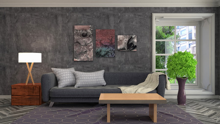 Interior of the living room. 3D illustration