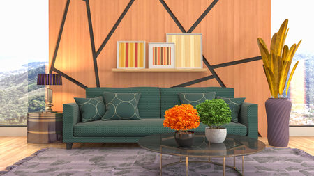Interior of the living room. 3D illustrationの写真素材