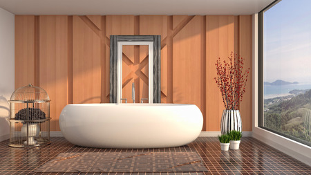 Bathroom interior. 3D illustrationの写真素材