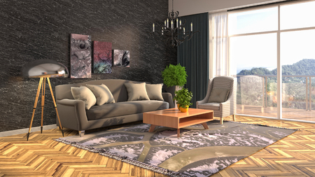 Interior of the living room. 3D illustrationの写真素材
