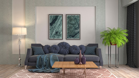Interior of the living room. 3D illustration