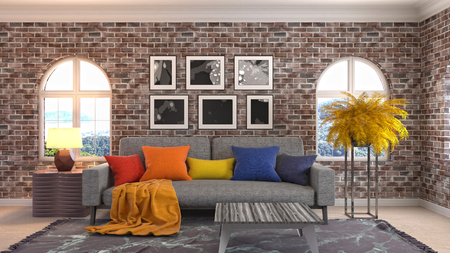 Interior of the living room. 3D illustrationの写真素材