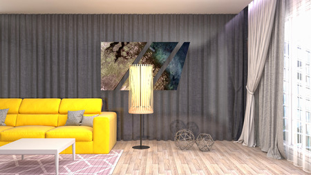 Interior of the living room. 3D illustration