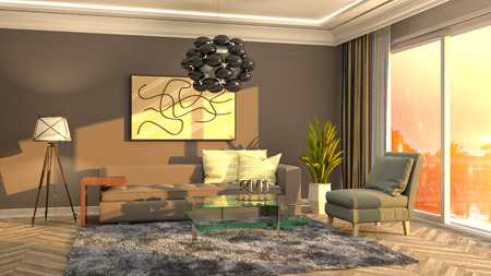 Interior of the living room. 3D illustrationの写真素材