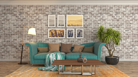 Interior of the living room. 3D illustration