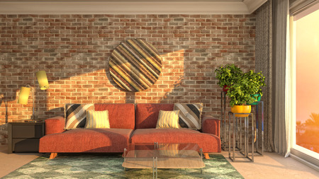 Interior of the living room. 3D illustration