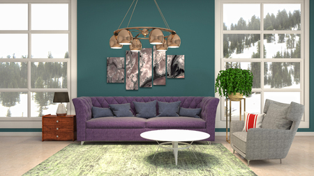 Interior of the living room. 3D illustrationの写真素材