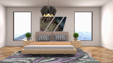 Bedroom interior. 3d illustrationの写真素材