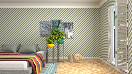 Bedroom interior. 3d illustrationの写真素材