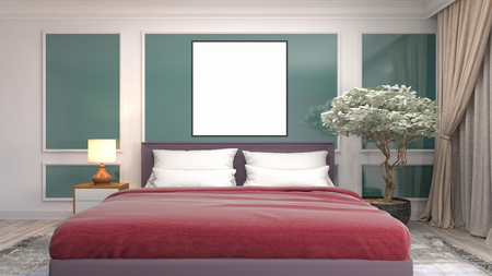 mock up poster frame in interior background. 3D Illustrationの写真素材