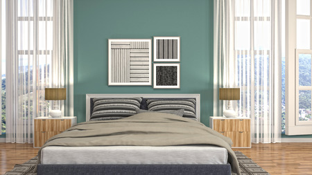 Bedroom interior. 3d illustrationの写真素材
