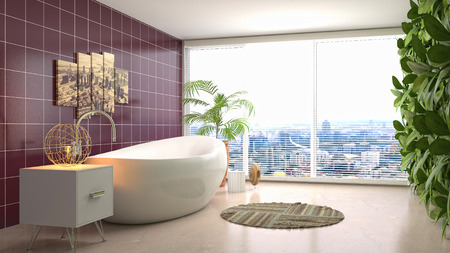 Bathroom interior. 3D illustrationの写真素材