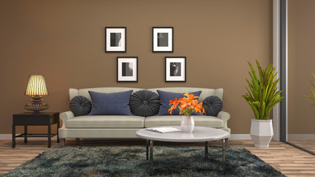 Interior of the living room. 3D illustration
