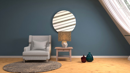 interior with chair. 3d illustrationの写真素材