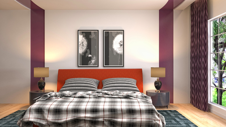Bedroom interior. 3d illustrationの写真素材