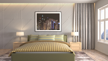 Bedroom interior. 3d illustrationの写真素材