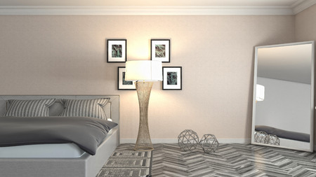 Bedroom interior. 3d illustrationの写真素材