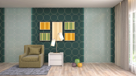 interior with chair. 3d illustrationの写真素材
