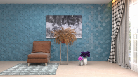 interior with chair. 3d illustrationの写真素材