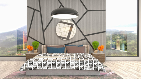 Bedroom interior. 3d illustrationの写真素材