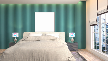 mock up poster frame in interior background. 3D Illustrationの写真素材