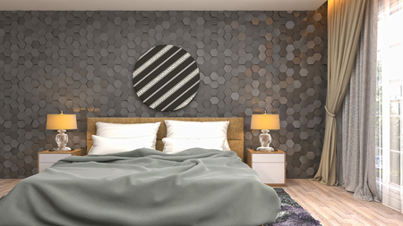 Bedroom interior. 3d illustrationの写真素材