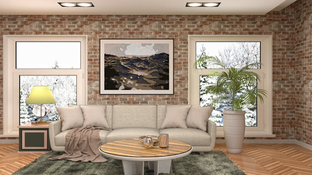 Interior of the living room. 3D illustrationの写真素材