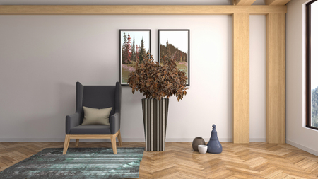 interior with chair. 3d illustrationの写真素材