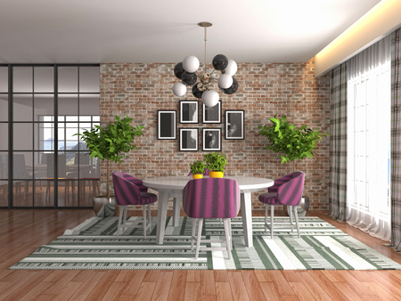Interior dining area. 3d illustrationの写真素材