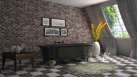 Bathroom interior. 3D illustrationの写真素材