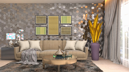 Interior of the living room. 3D illustrationの写真素材