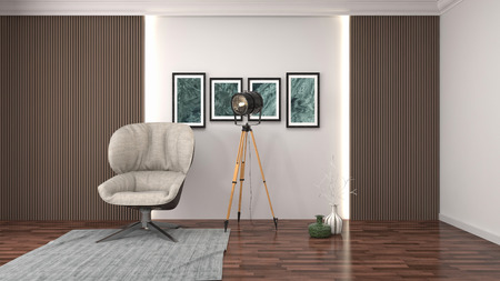 interior with chair. 3d illustration