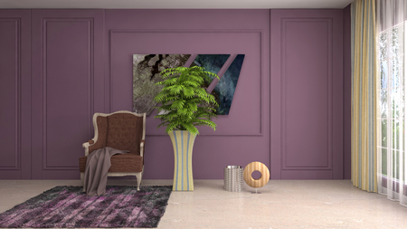 interior with chair. 3d illustrationの写真素材