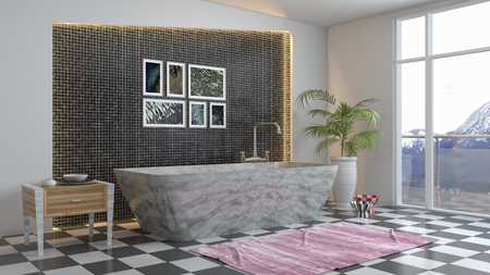 Bathroom interior. 3D illustrationの写真素材