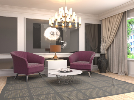interior with chair. 3d illustrationの写真素材