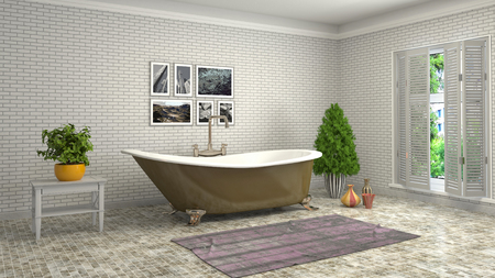 Bathroom interior. 3D illustrationの写真素材