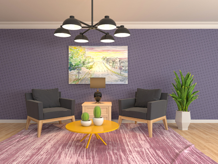 interior with chair. 3d illustrationの写真素材