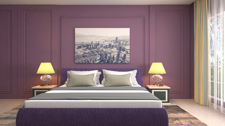 Bedroom interior. 3d illustrationの写真素材
