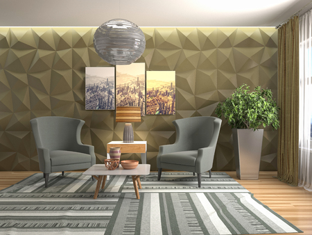 interior with chair. 3d illustrationの写真素材