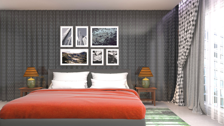 Bedroom interior. 3d illustrationの写真素材
