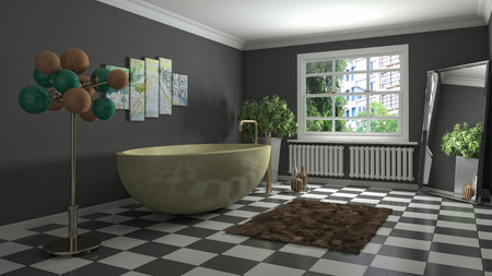 Bathroom interior. 3D illustrationの写真素材