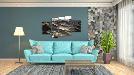 Interior of the living room. 3D illustration