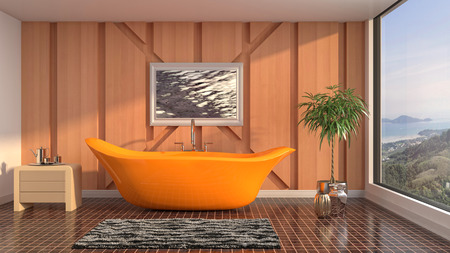Bathroom interior. 3D illustrationの写真素材