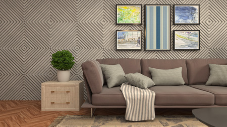 Interior of the living room. 3D illustration