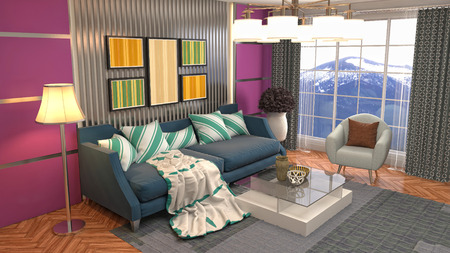 Interior of the living room. 3D illustration