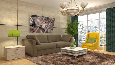 Interior of the living room. 3D illustration