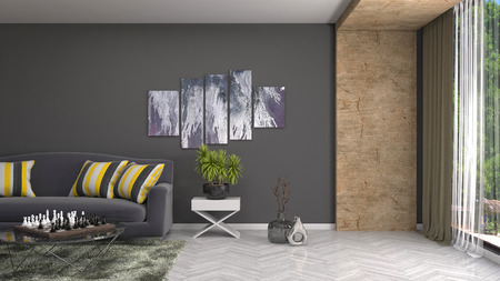 Interior of the living room. 3D illustration